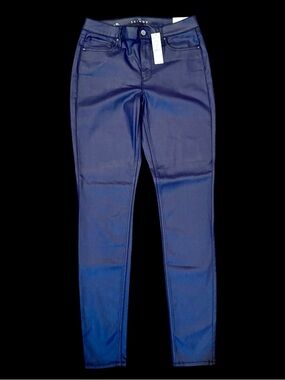 White House Black Market WHBM “The Skinny” High Rise Coated Jeans-6L-Purple NWT